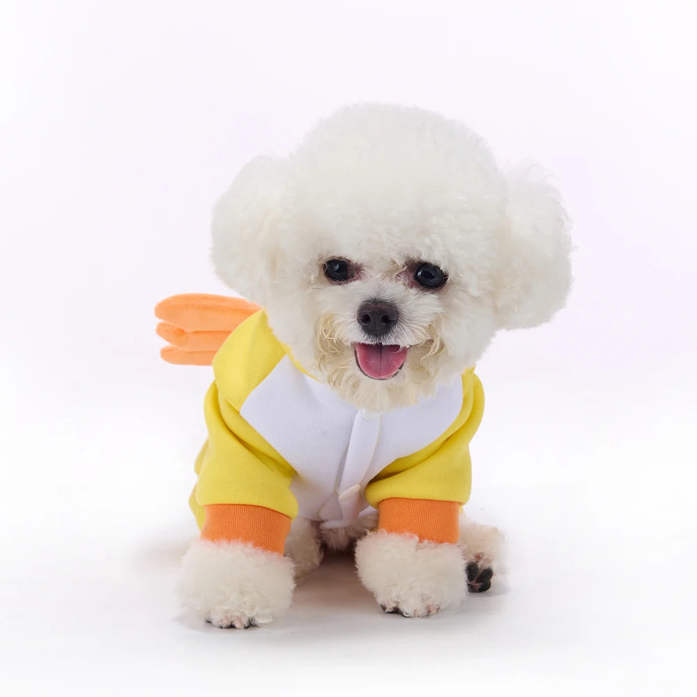 Dog Clothes Little Yellow Chicken Autumn/Winter Christmas Halloween Pet Costumes Holiday Party Bulldog Teddy Pet Apparel