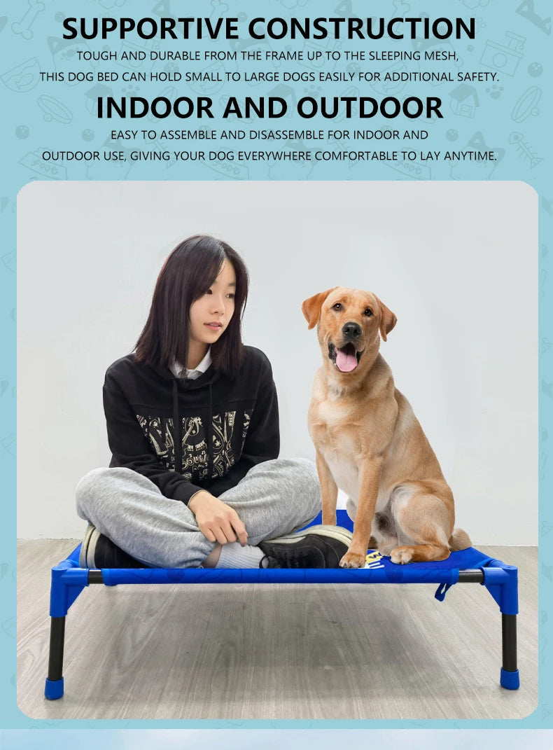 Elevated Dog Bed with Breathable Mesh | Portable Raised Pet Bed for Small, Medium & Large Dogs | Outdoor Cooling Dog Bed for Camping & Beach