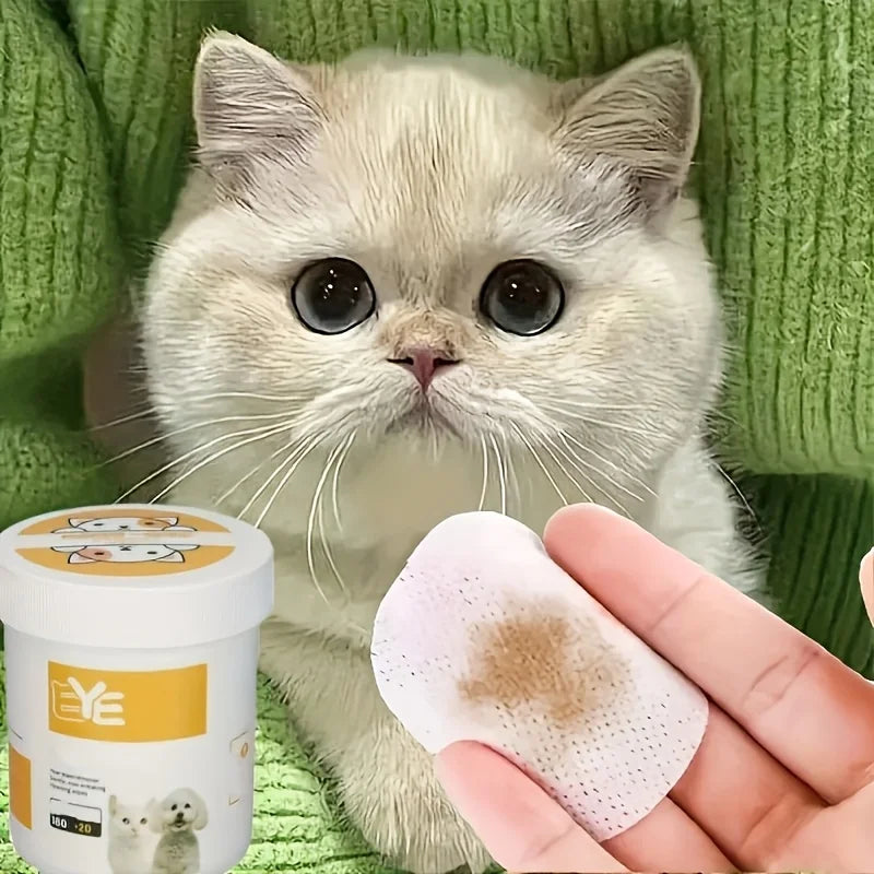 200pcs Soft & Portable Pet Eye Wipes for Dogs & Cats Gentle Tear Stain Remover Cat Dog Ear Cleaning Wipes All Breed Sizes