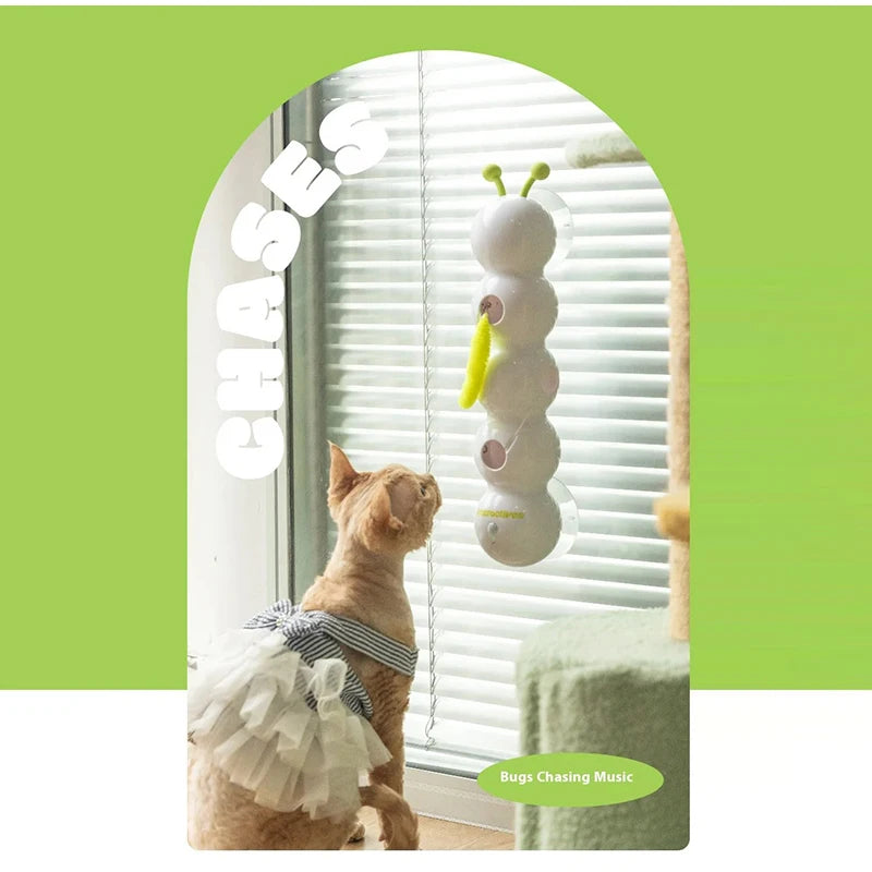 Intelligent Sensing Cat Teasing Toy Interactive USB Rechargeable Caterpillar Toy Automatic Cat Teasing Stick Fun Caterpillar Toy