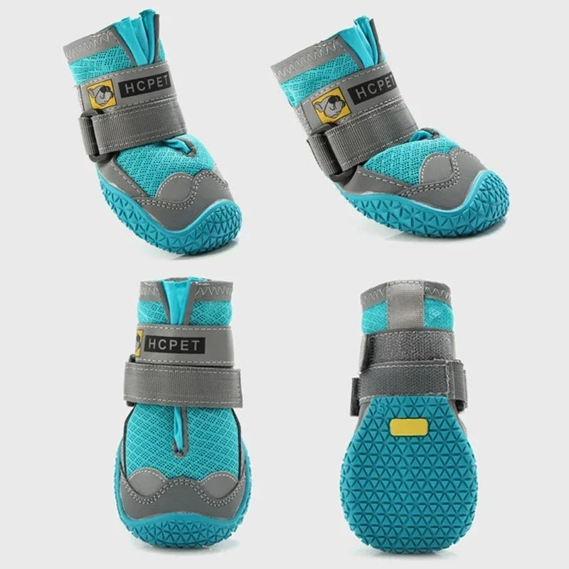 4pcs/set Pet Dog Shoes Reflective Waterproof Dog Boots Warm Snow Rain Pets Booties Anti-slip Socks Footwear For Medium Large Dog