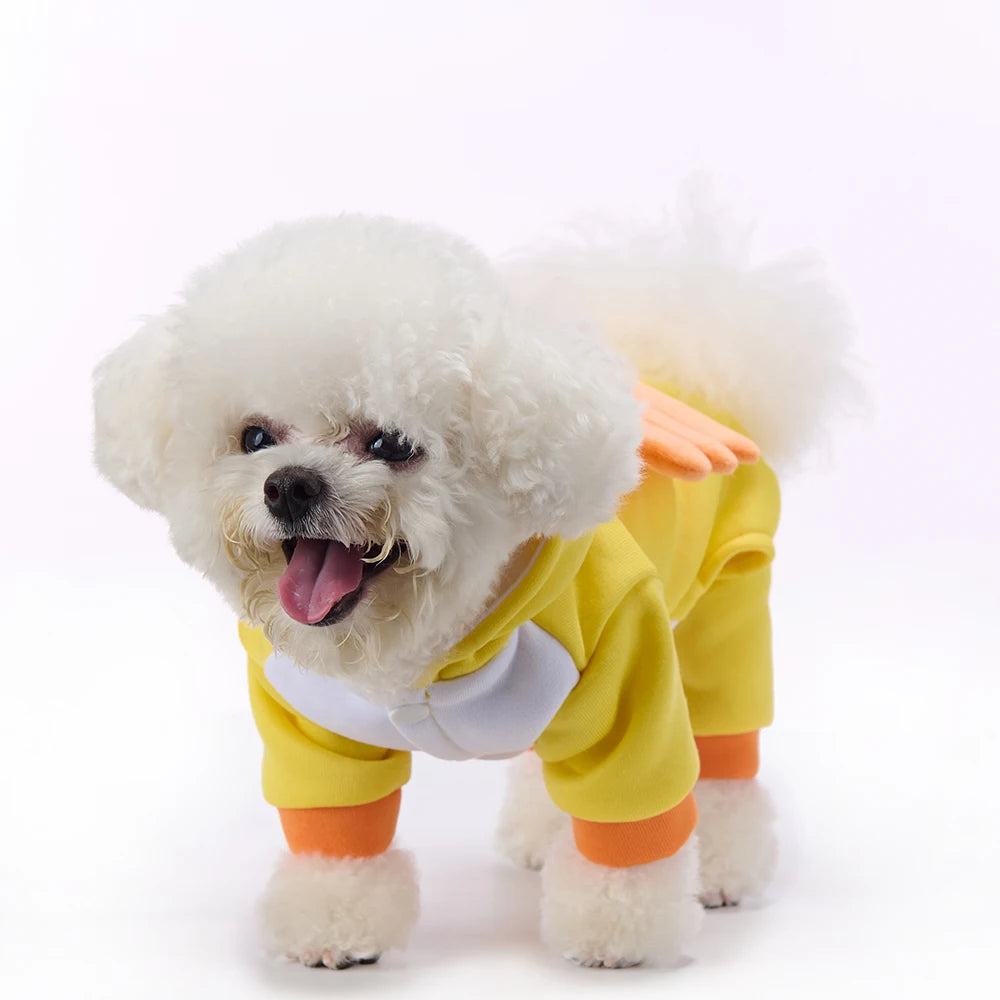 Dog Clothes Little Yellow Chicken Autumn/Winter Christmas Halloween Pet Costumes Holiday Party Bulldog Teddy Pet Apparel