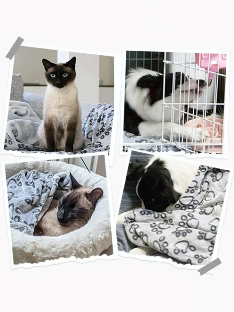 Pet Blanket Warm Comfortable Cat Dog Pads Winter Pets Supplies Cutting Flower Footprints Pet Mat Machine Washable Soft Blanket