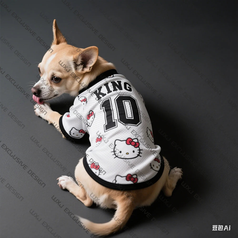 2025 Doggy Pet Clothing  Pet Accessories  Breathable Cool and Comfortable Kitty Cat Pattern T-Shirt Small Dog Breed Dog-King