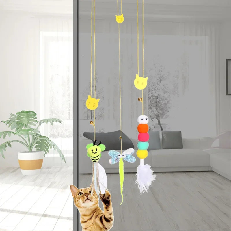 Cat Toy Swing Sticky Disc Elastic Hanging Door Teasing Cat Rope Long Rope Teasing Cats Toy Cat Accessories Pet Kitten Toy
