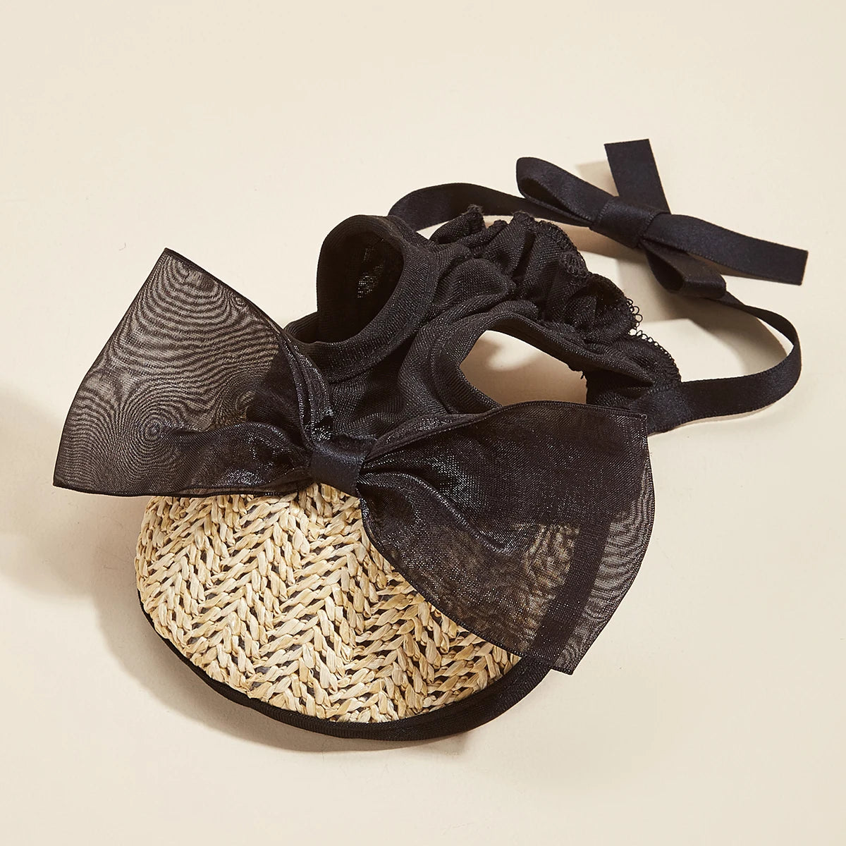 Summer Pet Sunshade Hat Adjustable Elastic Hat Fashionable And Versatile Lace Bow dog cat Hat