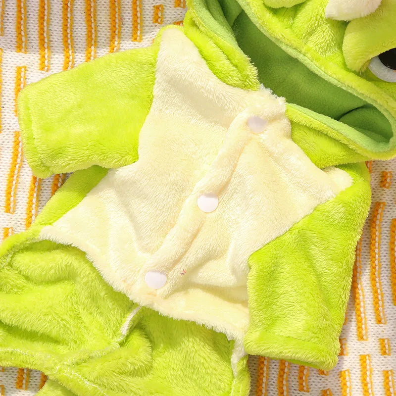 New Small Dinosaur Transforming Dog Clothes Autumn Winter Flannel Warm Teddy Cat Pet Clothes Dog Jumpsuits Rompers