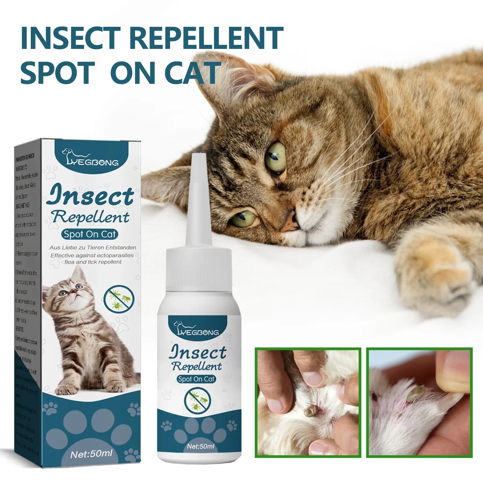 Pet Flea Killer Drops Anti Fleas Cats Ticks Lice Mite Removal Relieve Itching Dogs Ringworm Treatment Pet Insect Removal Drops
