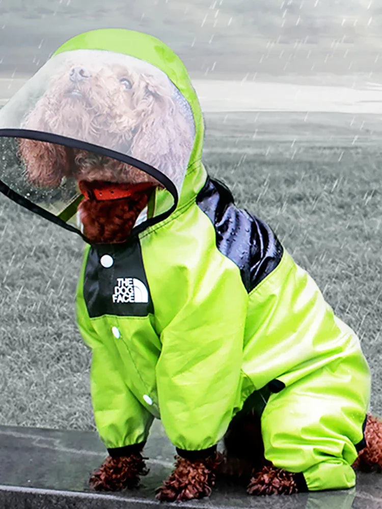 Pet Dog Raincoat Transparent Hooded Jumpsuit Dogs Waterproof Coat Water Resistant Clothes for Dogs Cats Jacket Pet Supplies