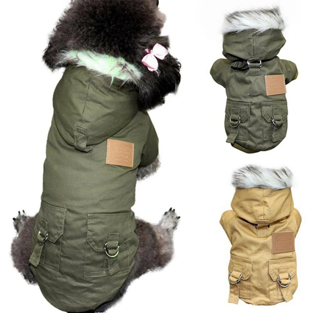 Autumn Winter Warm Clothes With Hoodie Fashionable Design Coats Comfortable Polyester Cotton Jacket for Pet Dog Outdoor Hiking
