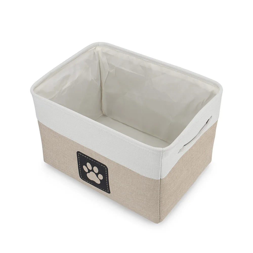 Pet Toy Storage Basket Foldable Paw Dog Cat Clothes Box Accessories Organize Bin