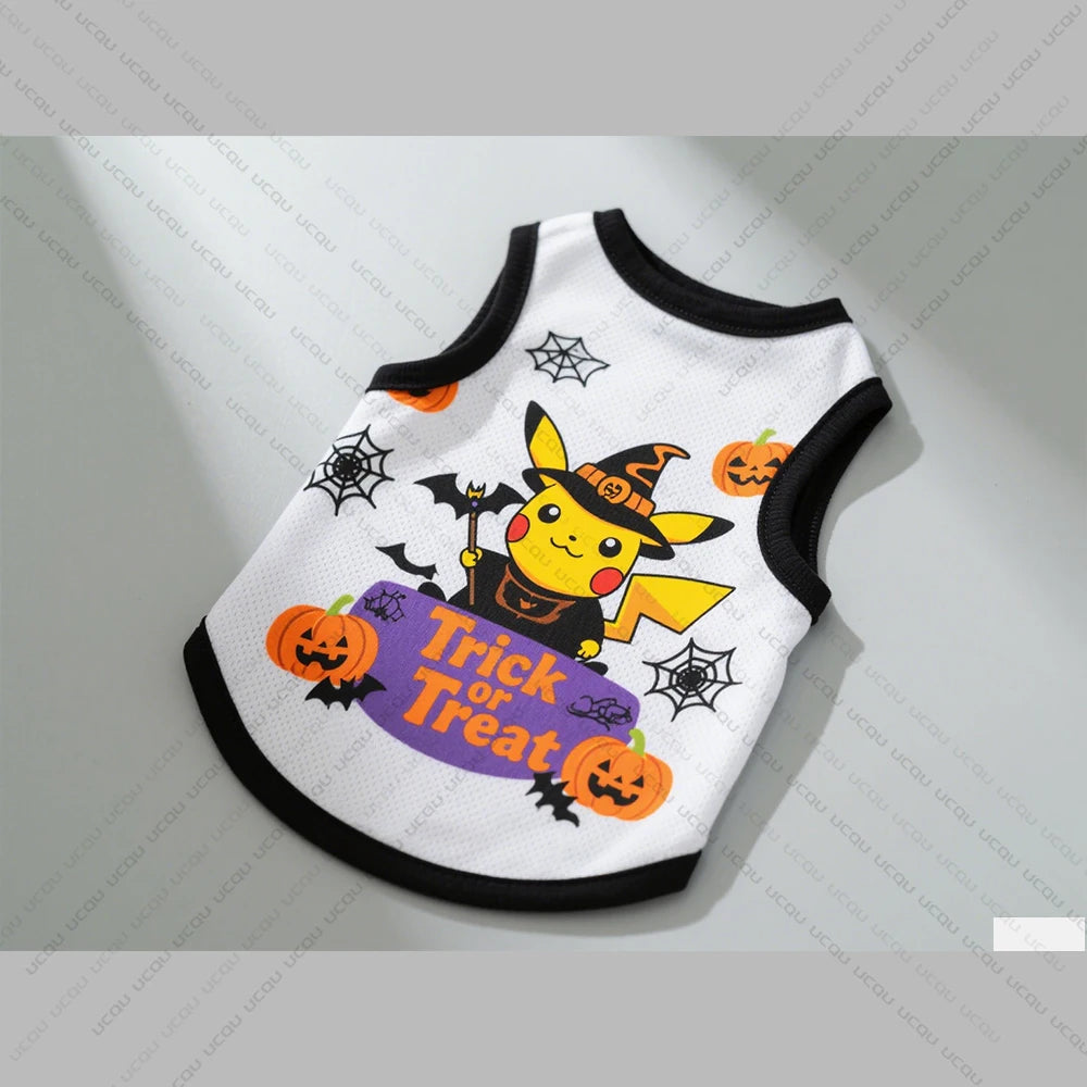 2025 Halloween Pet Cat And Dog Costumes Terrifying Pikachu Patterns Dog Vests Exclusive Halloween Props For Cute Pets