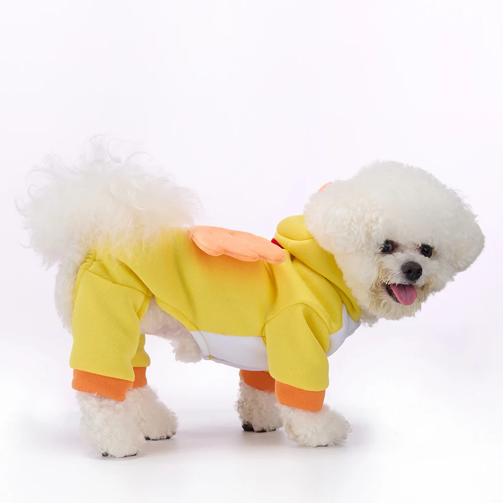 Dog Clothes Little Yellow Chicken Autumn/Winter Christmas Halloween Pet Costumes Holiday Party Bulldog Teddy Pet Apparel