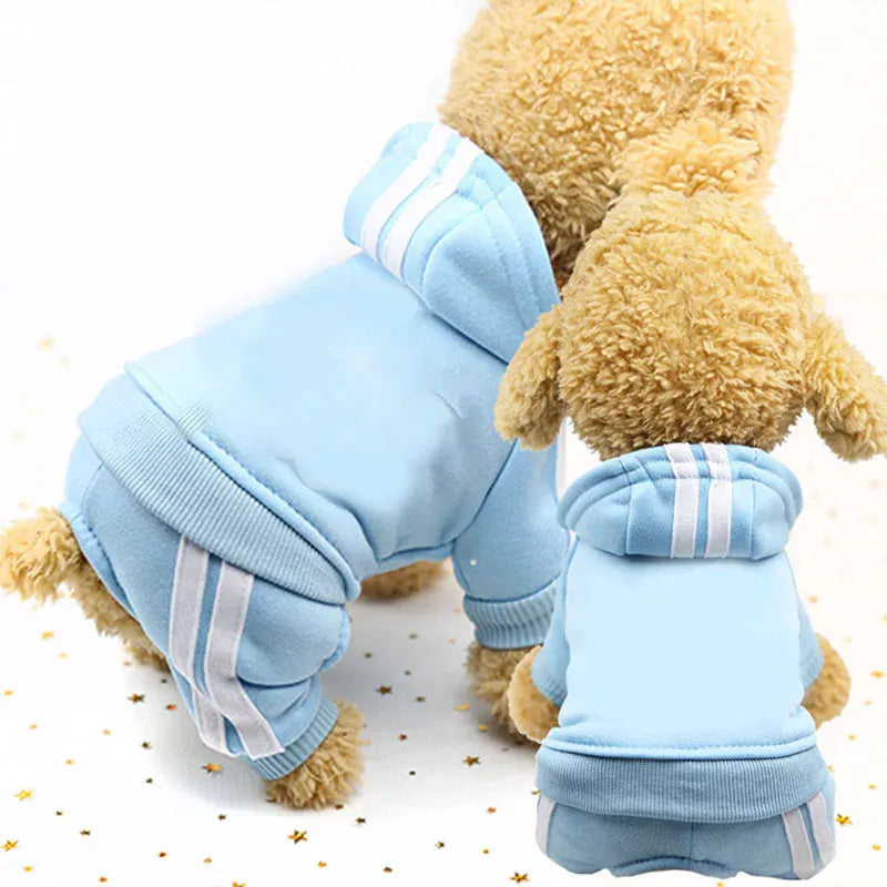 Adidog Winter Dog Jumpsuit | Thick Puppy Tracksuit for Small Dogs | Warm Pet Overalls & Hooded Outfit for Yorkie, Chihuahua & Pug