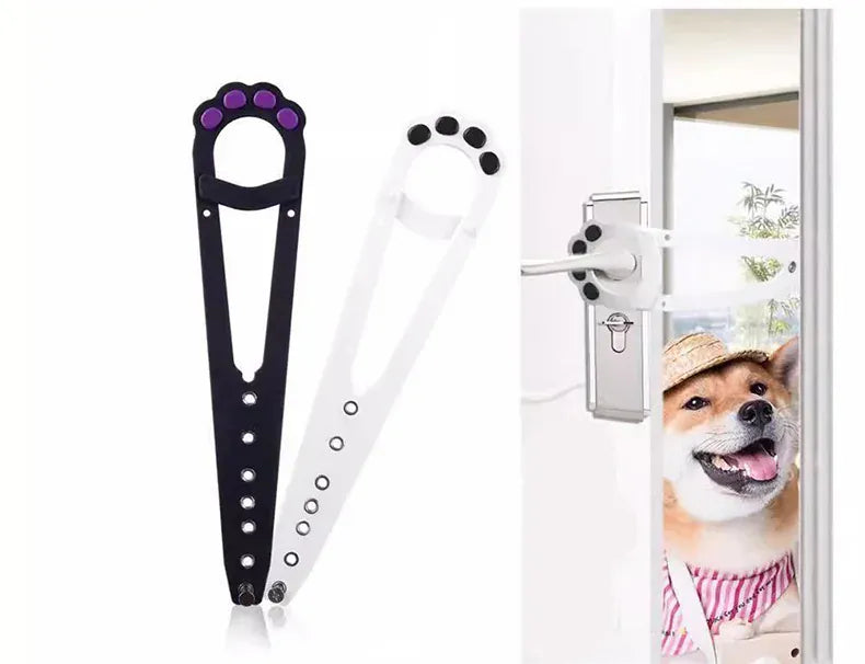 Adjustable Cat Door Holder Latch - 11.5" Elastic Gate Lock Strap, Pet Door Stopper to Keep Dogs Out, Flexible Door Latch for Pet Gates