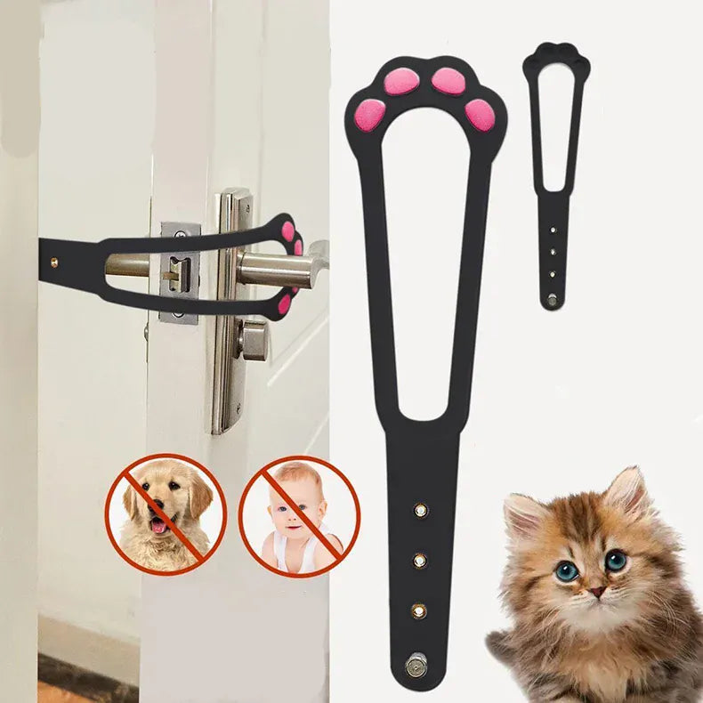 Adjustable Cat Door Holder Latch - 11.5" Elastic Gate Lock Strap, Pet Door Stopper to Keep Dogs Out, Flexible Door Latch for Pet Gates