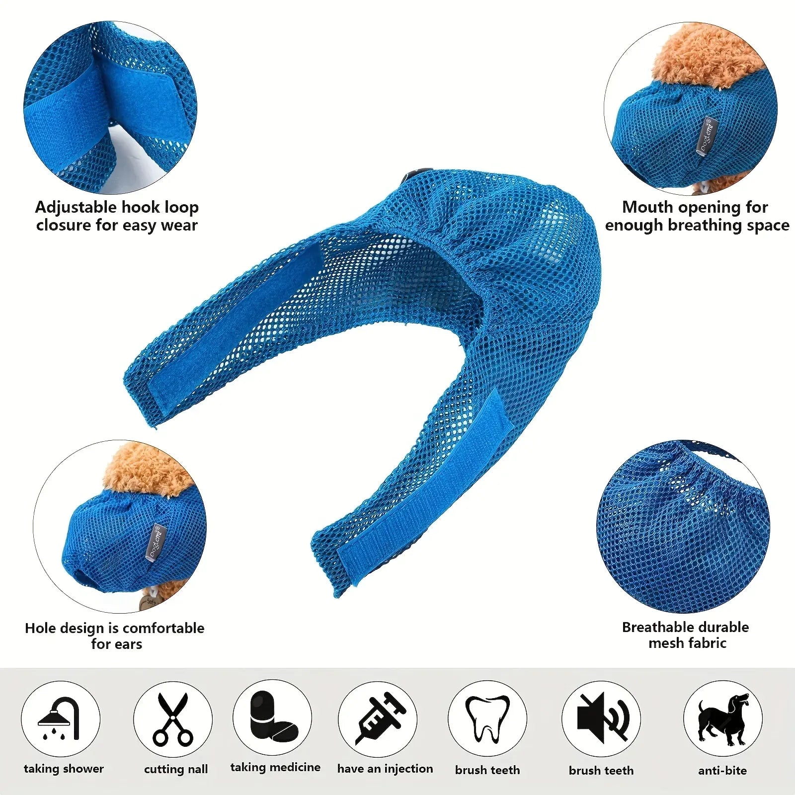 Adjustable Cat Muzzle & Eye Mask - Breathable Mesh Grooming Mask for Kittens, Calming Soothing Hood for Nail Trimming & Care