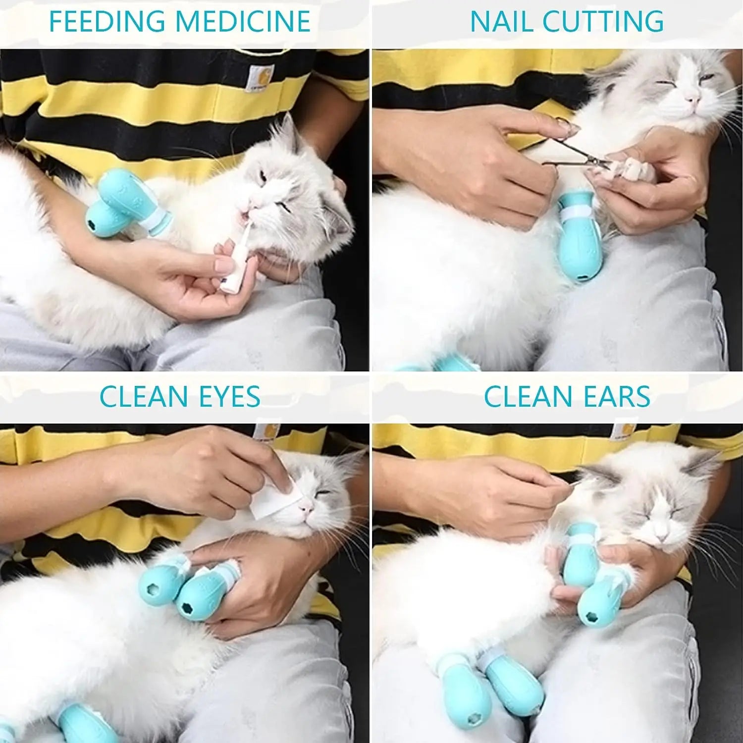 Adjustable Cat Paw Protectors – Silicone Anti-Scratch Mittens for Bathing & Grooming