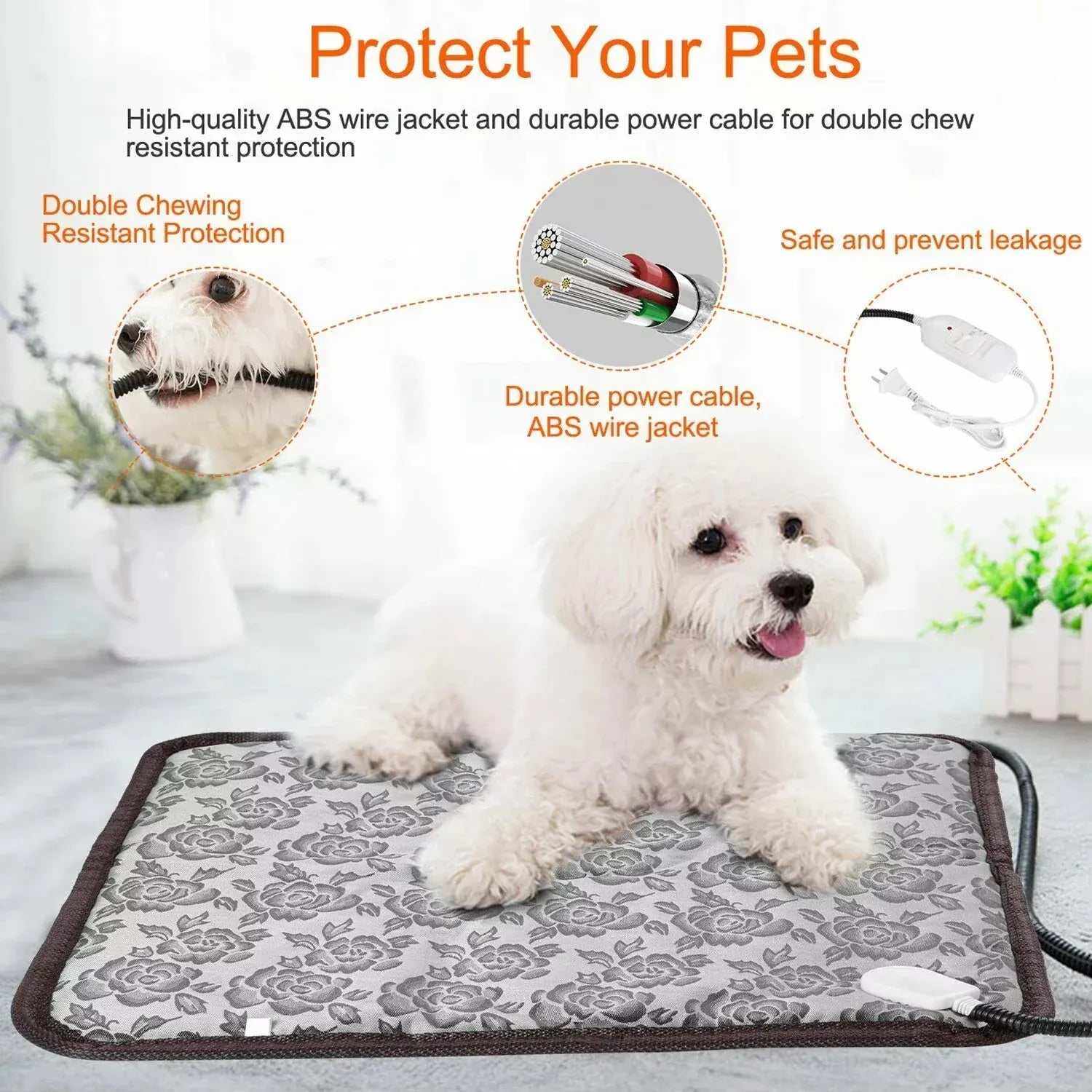 Adjustable Pet Heating Mat - Waterproof Electric Warmer for Dogs & Cats