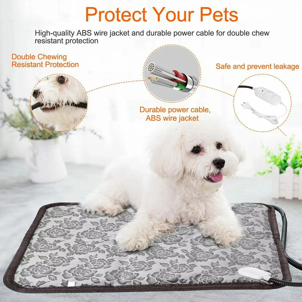 Adjustable Pet Heating Mat - Waterproof Electric Warmer for Dogs & Cats
