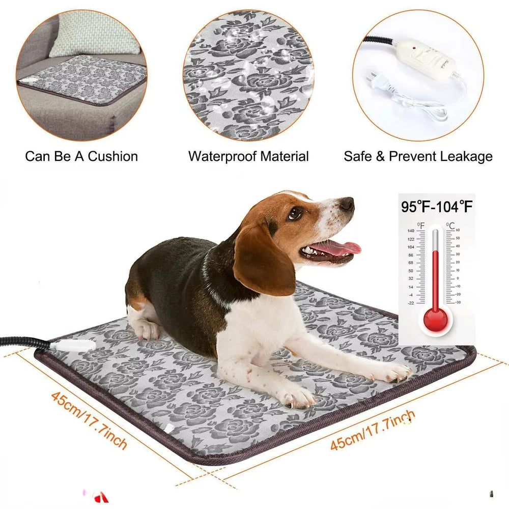 Adjustable Pet Heating Mat - Waterproof Electric Warmer for Dogs & Cats