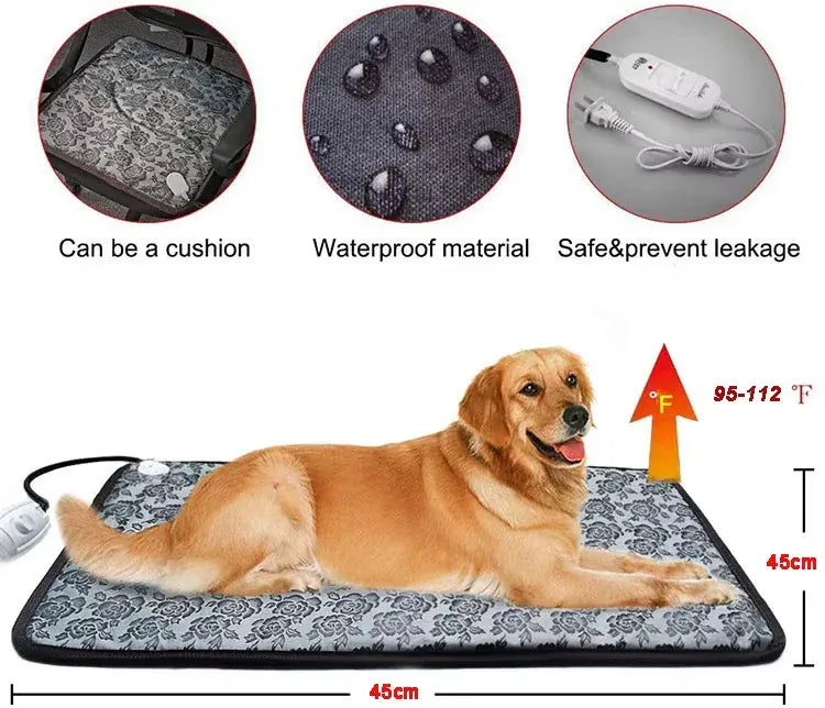 Adjustable Pet Heating Mat - Waterproof Electric Warmer for Dogs & Cats