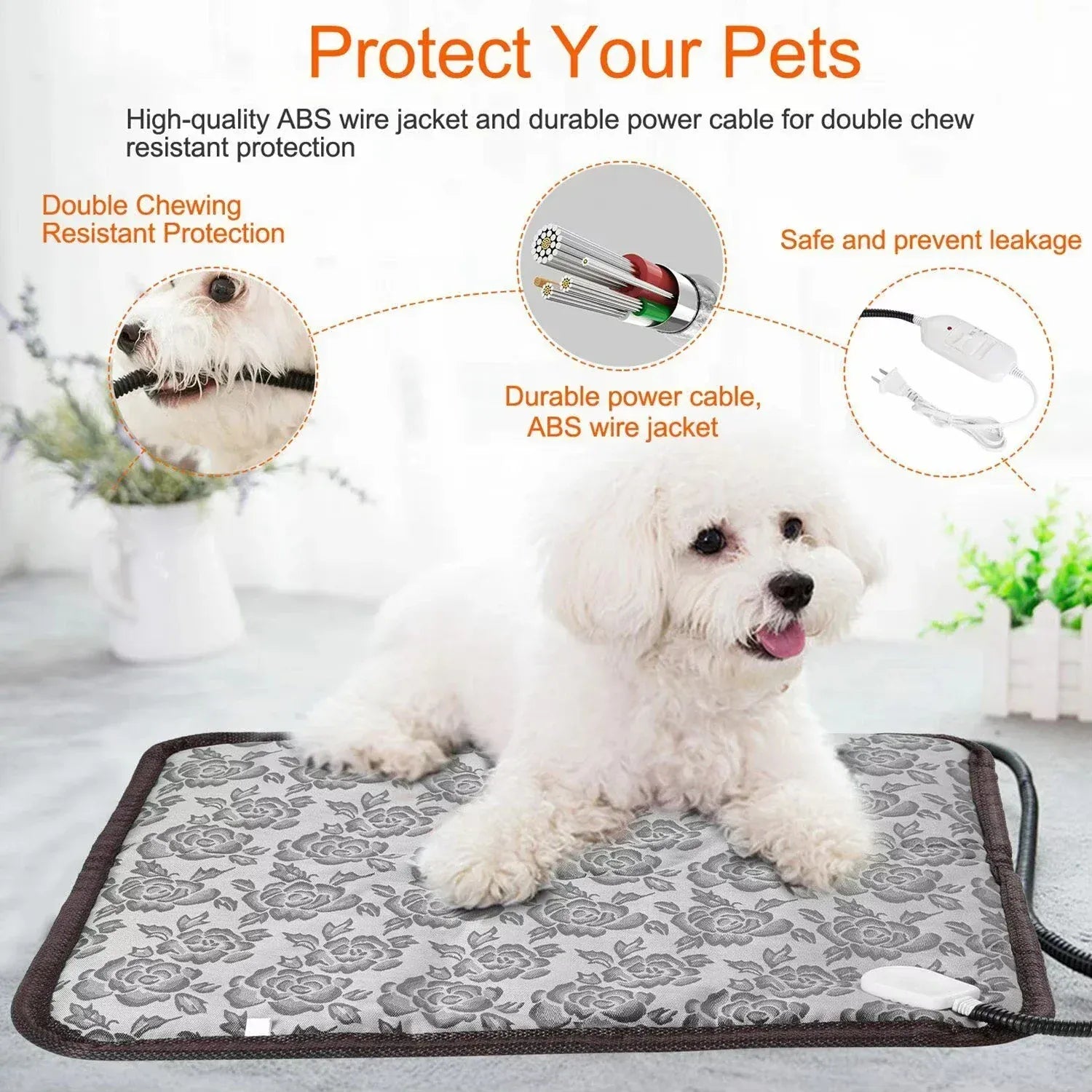 Adjustable Pet Heating Mat - Waterproof Electric Warmer for Dogs & Cats