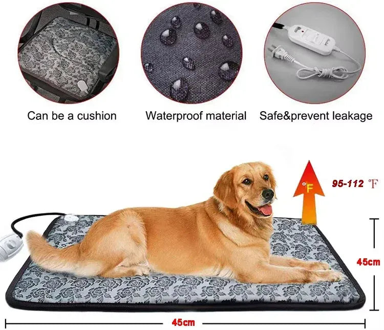 Adjustable Pet Heating Mat - Waterproof Electric Warmer for Dogs & Cats