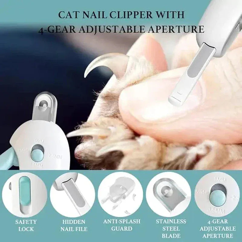 Adjustable Pet Nail Clippers - Safety Guard Cat Dog Nail Trimmer Professional Grooming Tool