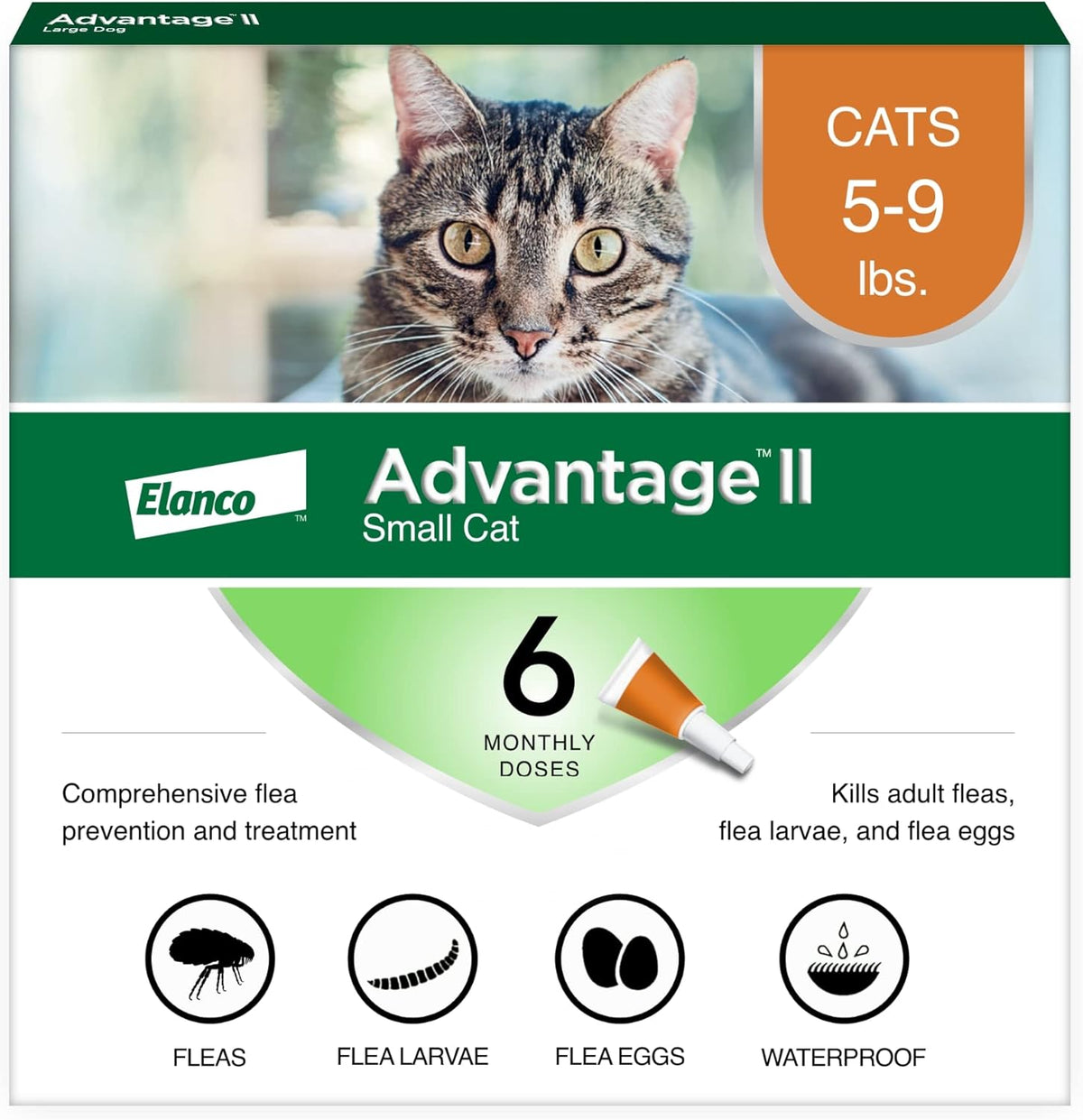 Advantage II Small Cat – Vet-Recommended Flea Treatment & Prevention for Cats 5-9 lbs, 6-Month Supply