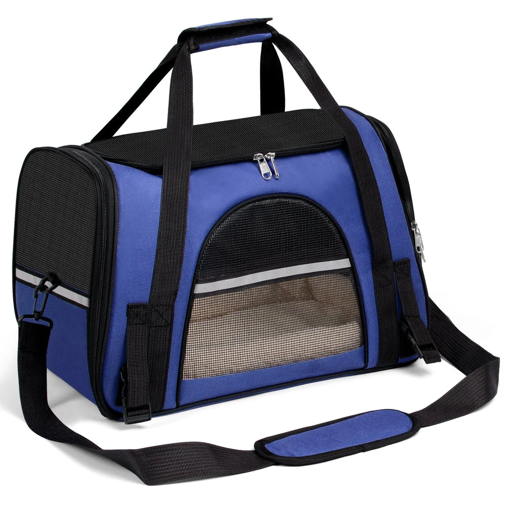 Airline Approved Pet Carrier for Small Dogs & Cats - Soft-Sided Foldable Travel Bag up to 15lbs, Portable Puppy Cat Carrier with Seatbelt Strap