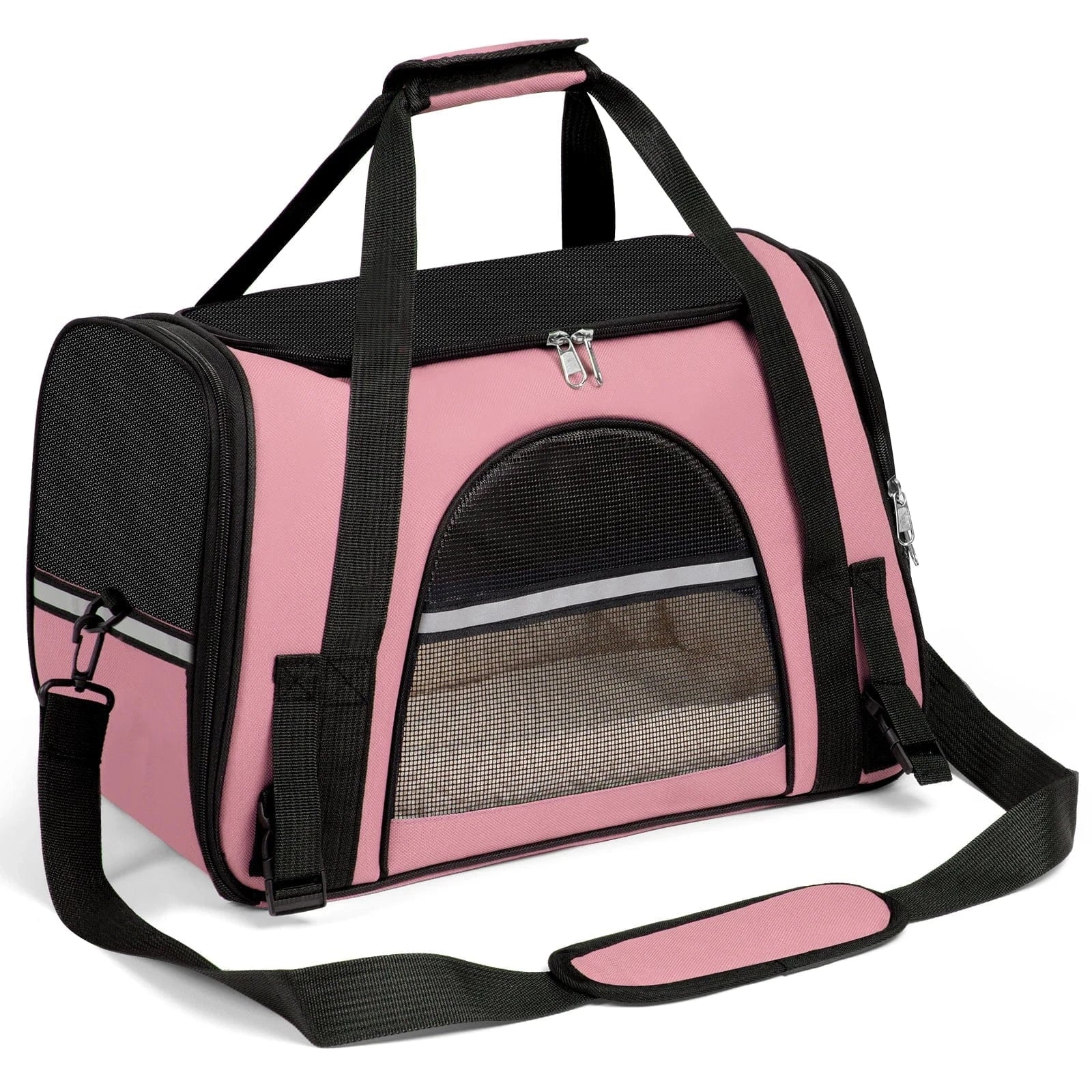 Airline Approved Pet Carrier for Small Dogs & Cats - Soft-Sided Foldable Travel Bag up to 15lbs, Portable Puppy Cat Carrier with Seatbelt Strap
