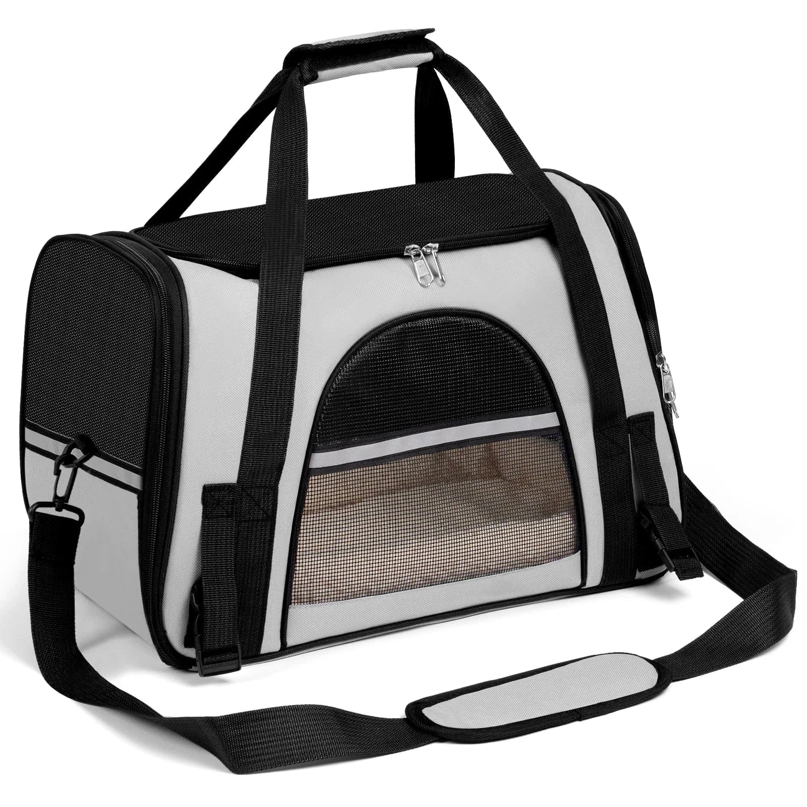 Airline Approved Pet Carrier for Small Dogs & Cats - Soft-Sided Foldable Travel Bag up to 15lbs, Portable Puppy Cat Carrier with Seatbelt Strap