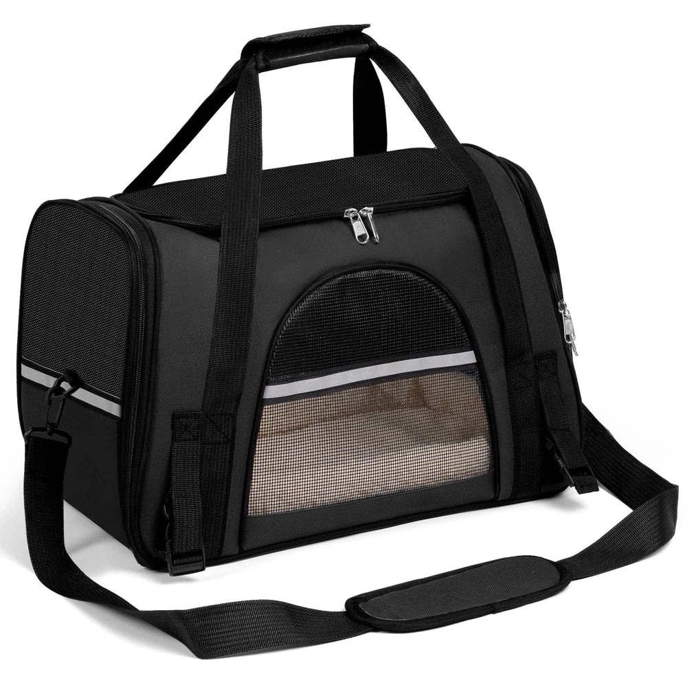 Airline Approved Pet Carrier for Small Dogs & Cats - Soft-Sided Foldable Travel Bag up to 15lbs, Portable Puppy Cat Carrier with Seatbelt Strap