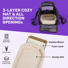 Airline Approved Pet Carrier for Small Dogs & Cats - Soft-Sided Foldable Travel Bag up to 15lbs, Portable Puppy Cat Carrier with Seatbelt Strap