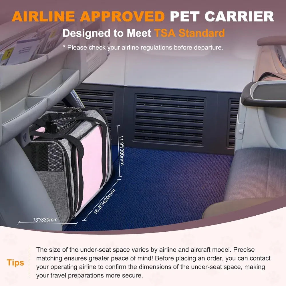 Airline Approved Rolling Cat Carrier - Expandable Soft-Sided Pet Travel Bag