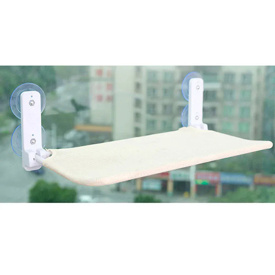 Assembly Free Cat Hammock - Foldable Plush Mesh Window Perch Double Suction