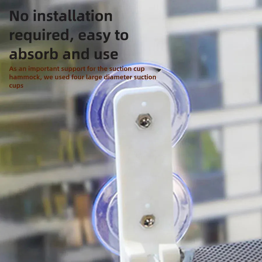 Assembly Free Cat Hammock - Foldable Plush Mesh Window Perch Double Suction