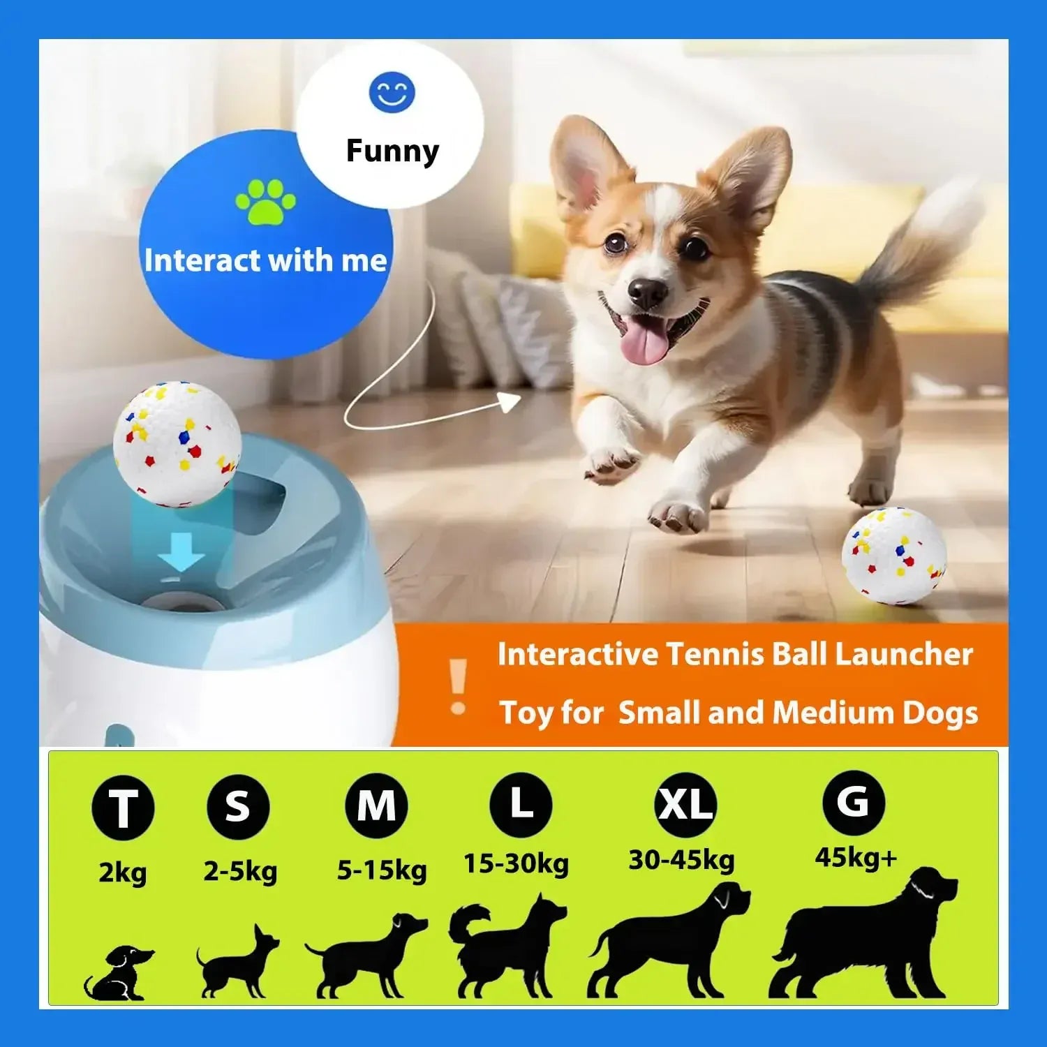 Automatic Dog Tennis Ball Launcher | Interactive Fun Chase Toy | Rechargeable Fetch Catapult for Dogs