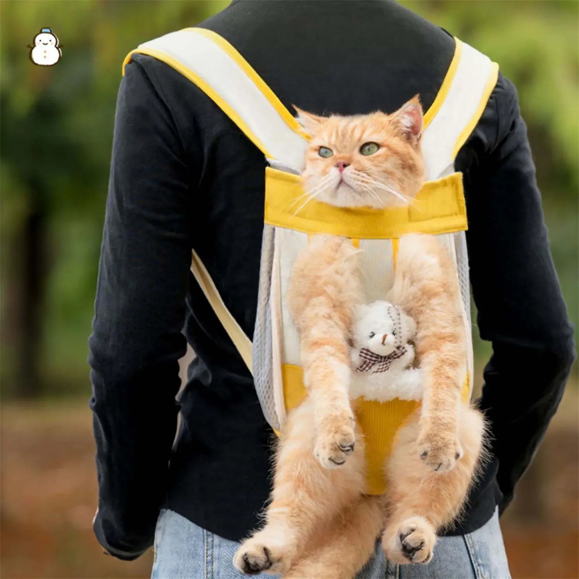 Bear Design Pet Carrier Backpack - Hands-Free Front & Back Cat Carrier with Legs-Out Design, Adjustable Breathable Pet Travel Bag (4 Sizes)