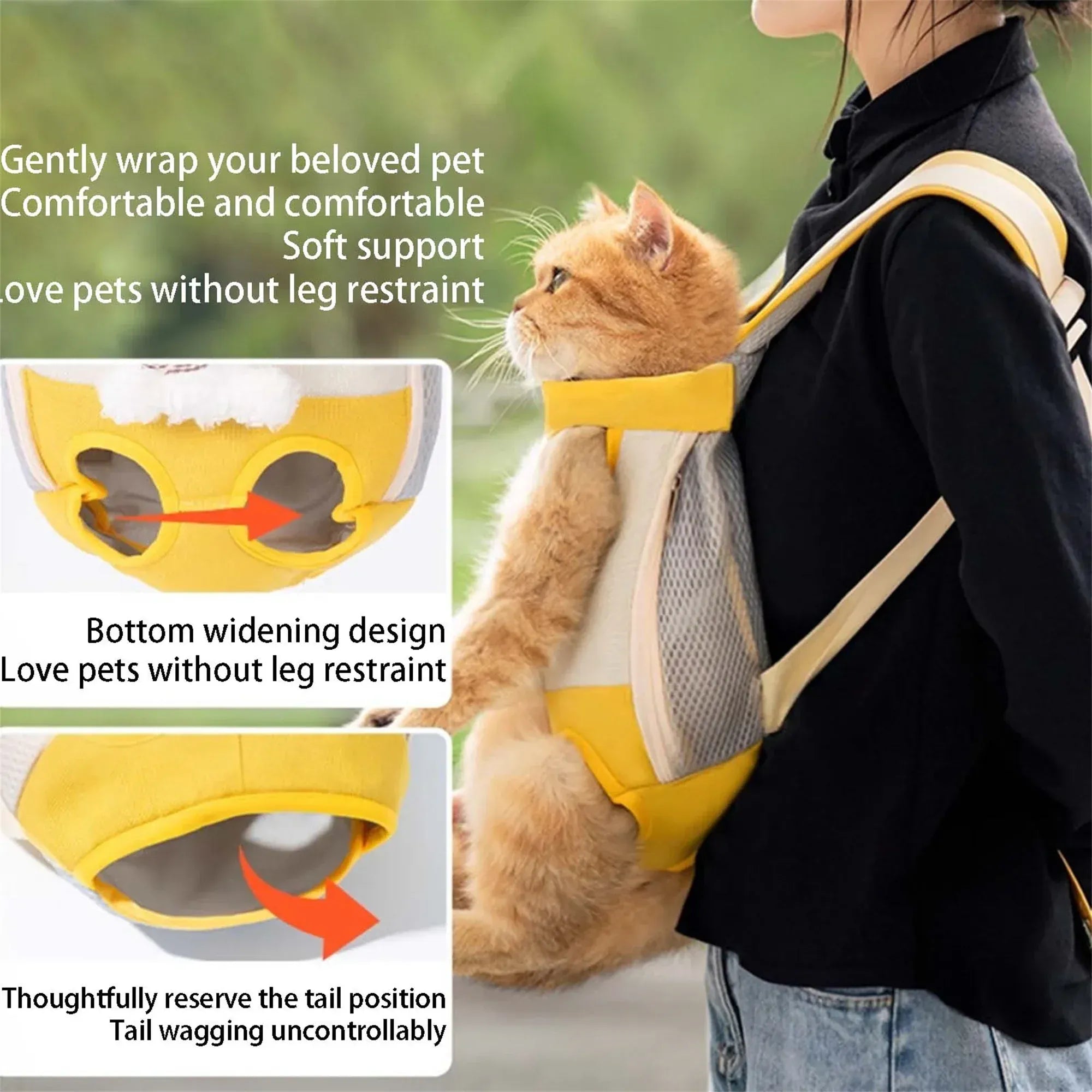 Bear Design Pet Carrier Backpack - Hands-Free Front & Back Cat Carrier with Legs-Out Design, Adjustable Breathable Pet Travel Bag (4 Sizes)