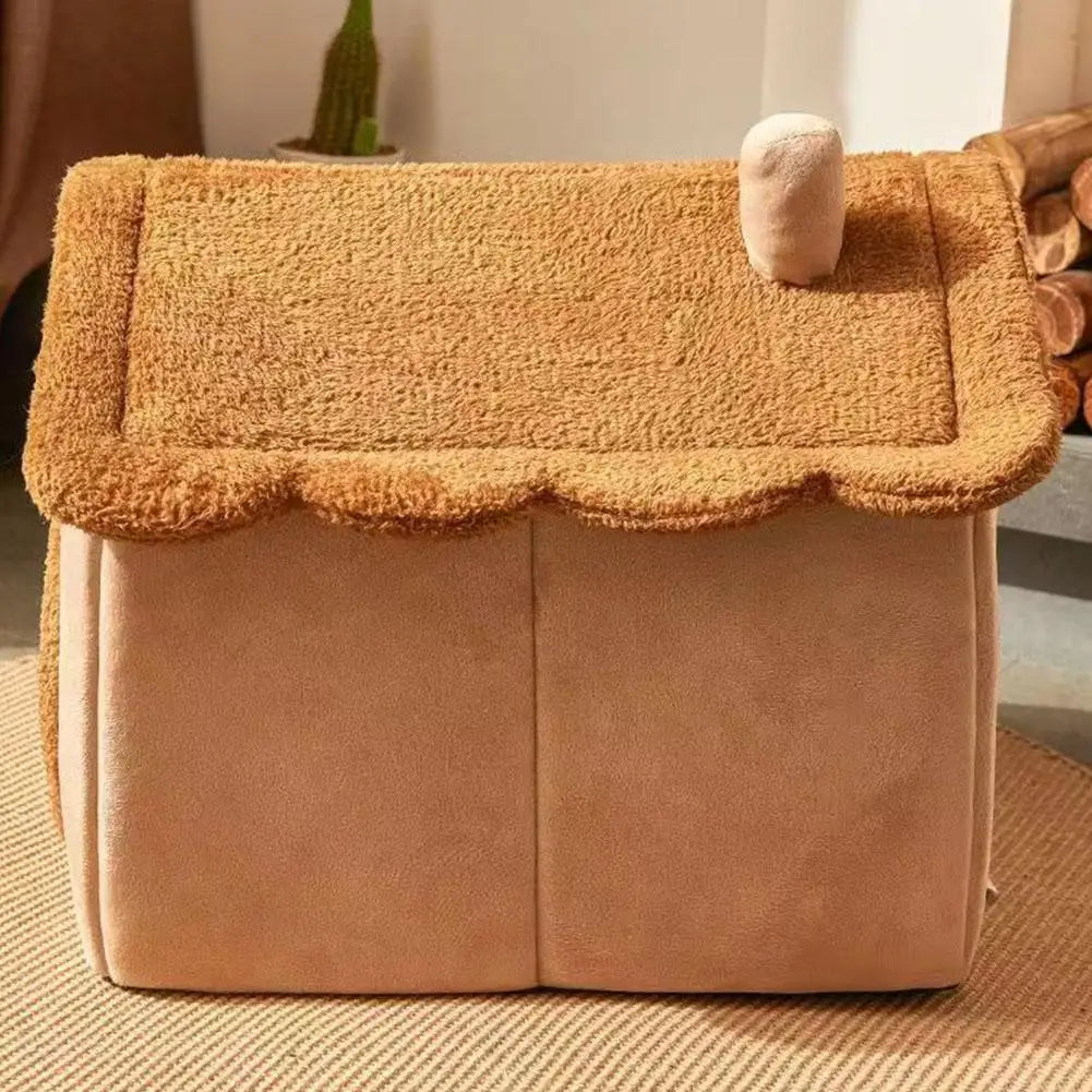 Bear Ear Pet House - Thickened Winter Warm Cat Bed with Removable Cushion