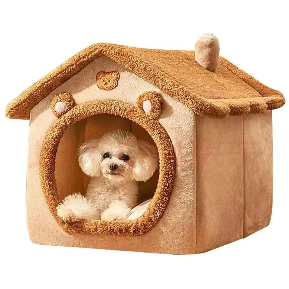 Bear Ear Pet House - Thickened Winter Warm Cat Bed with Removable Cushion