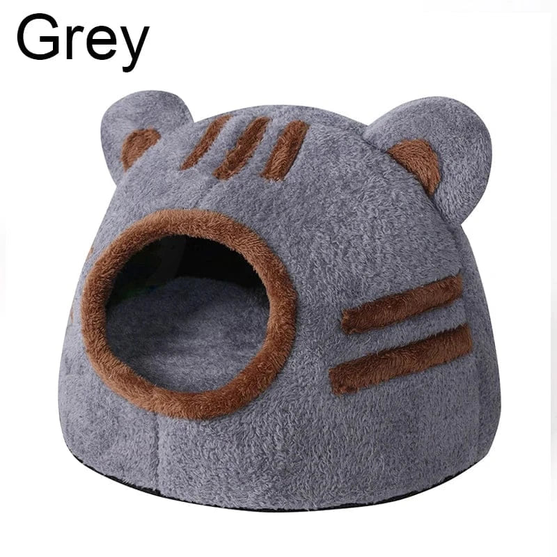 Bear Head Cat Bed - Winter Warm Cave Nest Self Warming Plush House for Cats