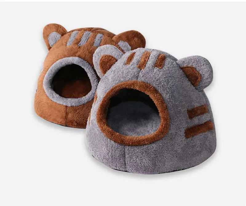 Bear Head Cat Bed - Winter Warm Cave Nest Self Warming Plush House for Cats