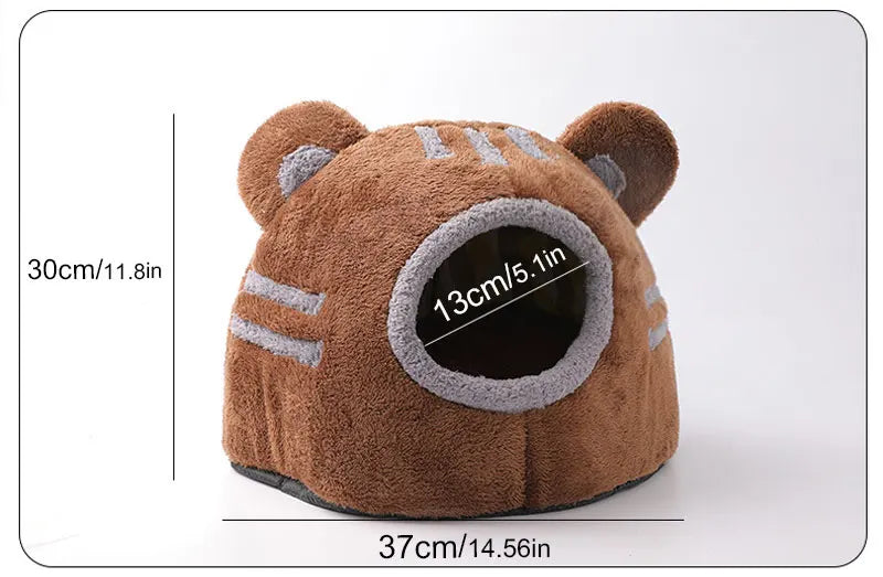 Bear Head Cat Bed - Winter Warm Cave Nest Self Warming Plush House for Cats