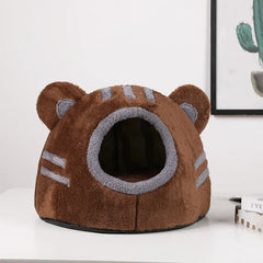 Bear Head Cat Bed - Winter Warm Cave Nest Self Warming Plush House for Cats