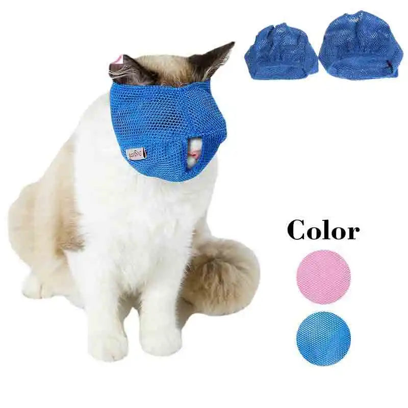 Breathable Cat Muzzle & Bathing Bag - Anti-Bite Grooming Restraint for Safe Handling