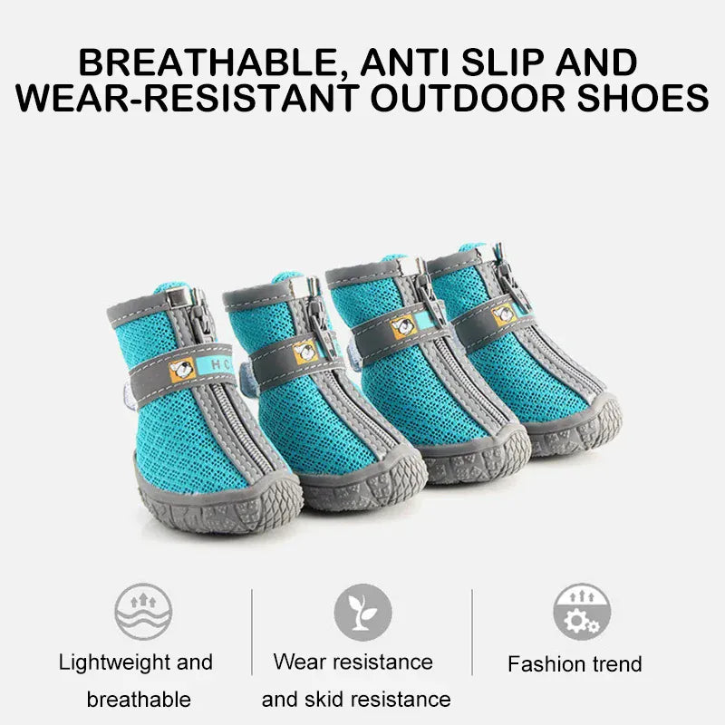Breathable Dog Shoes - Anti-Slip Plush Boots for Small Medium Dogs