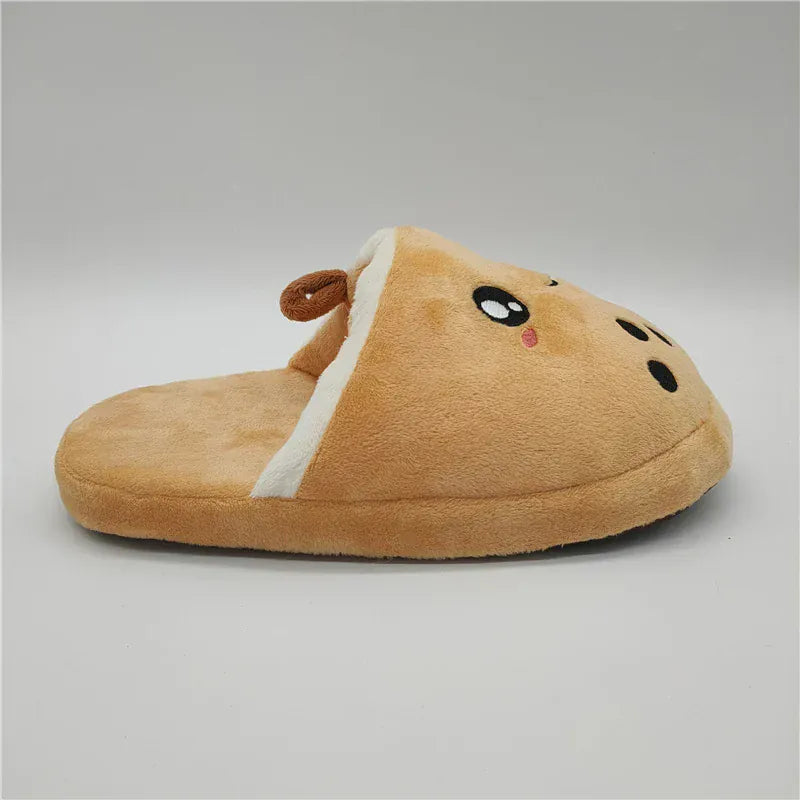 Bubble Tea Slippers - Cute Boba Themed Plush Indoor Shoes for Cat & Dog